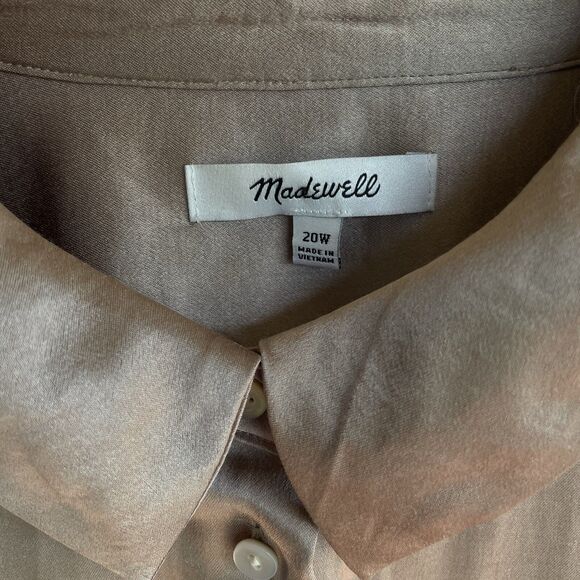 Madewell Darted Button-Up Shirt in Satin Matchstick Size 20W Holiday Career - Picture 5 of 13
